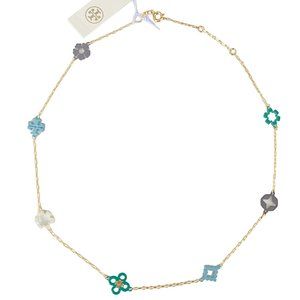 NWT Kira Clover Necklace in 18k gp Gold and Enamel Clover & Fleurs Rtl $148